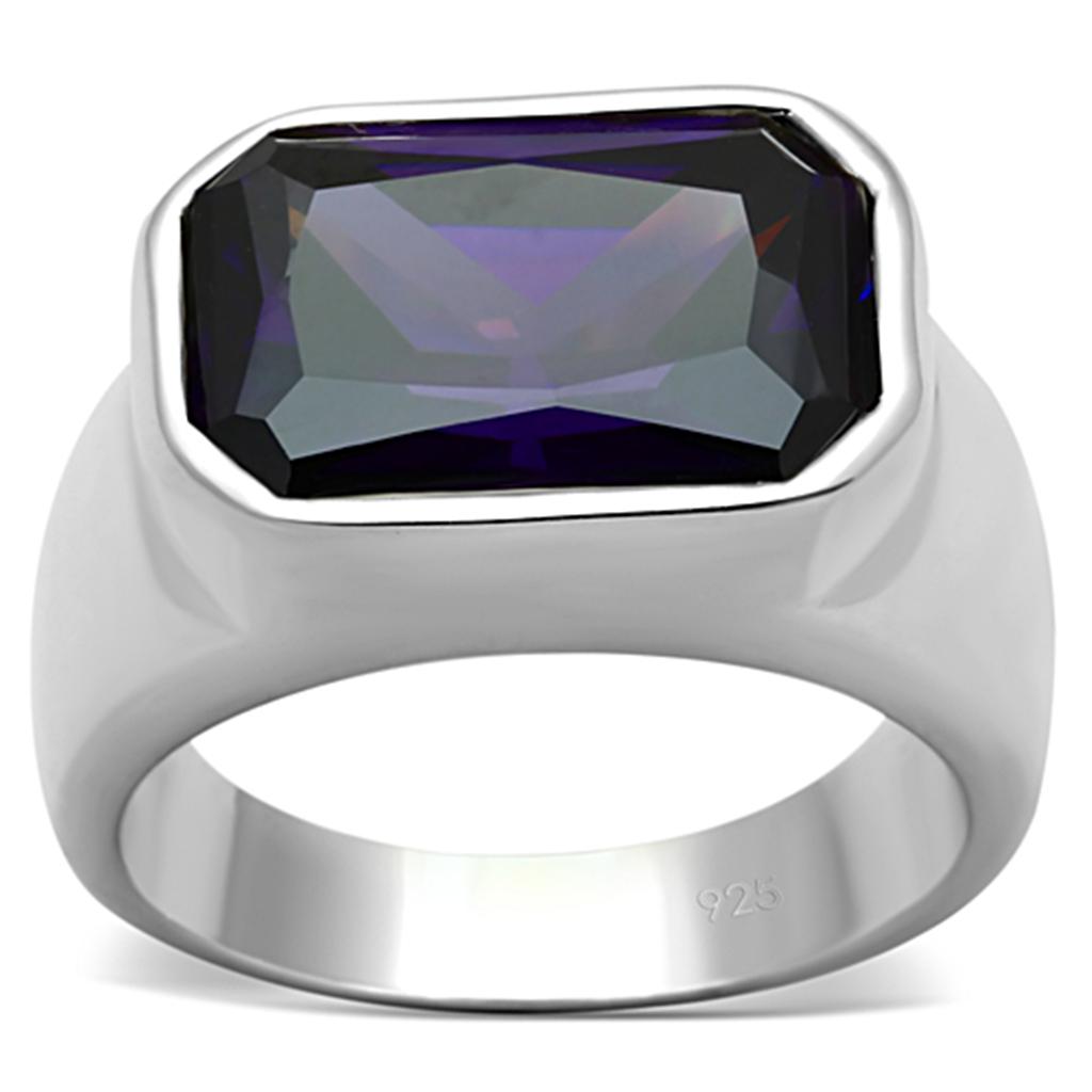 LOS672 - Silver 925 Sterling Silver Ring with AAA Grade CZ  in Amethyst-0