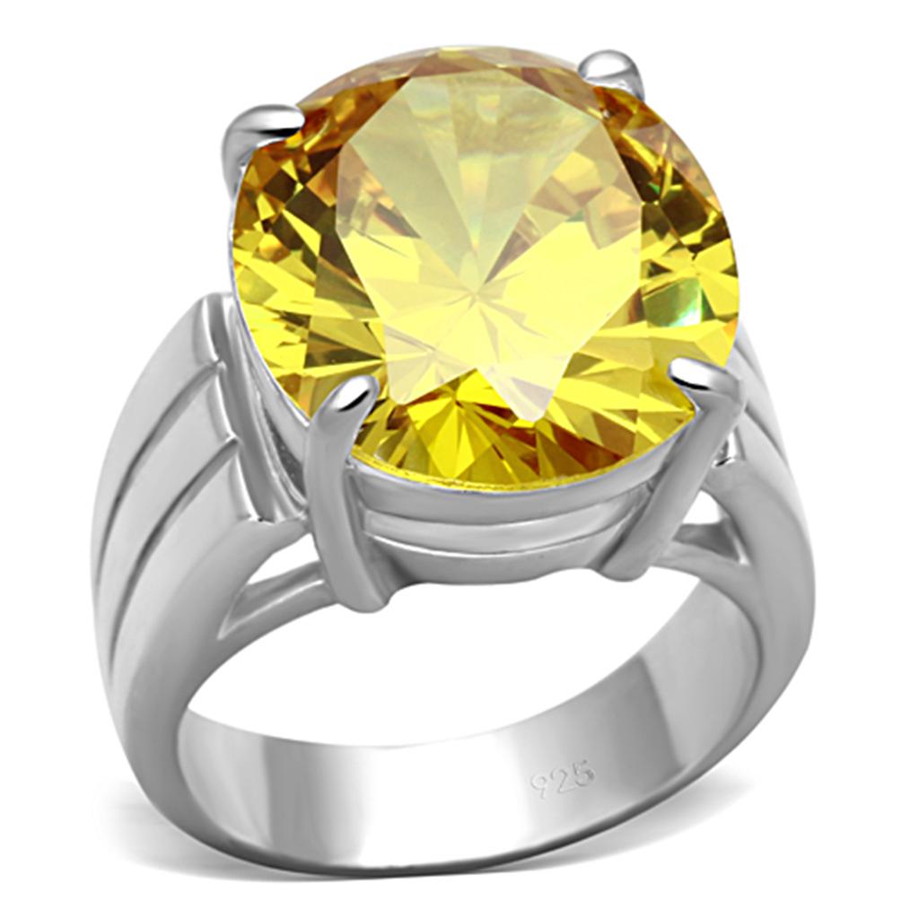 LOS677 - Silver 925 Sterling Silver Ring with AAA Grade CZ  in Topaz-0