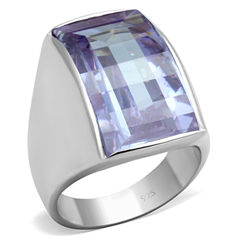LOS692 - Silver 925 Sterling Silver Ring with AAA Grade CZ  in Light Amethyst-0