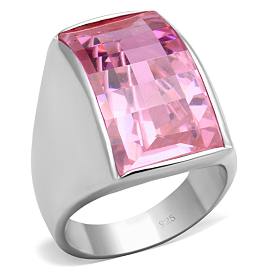 LOS695 - Silver 925 Sterling Silver Ring with AAA Grade CZ  in Rose-0
