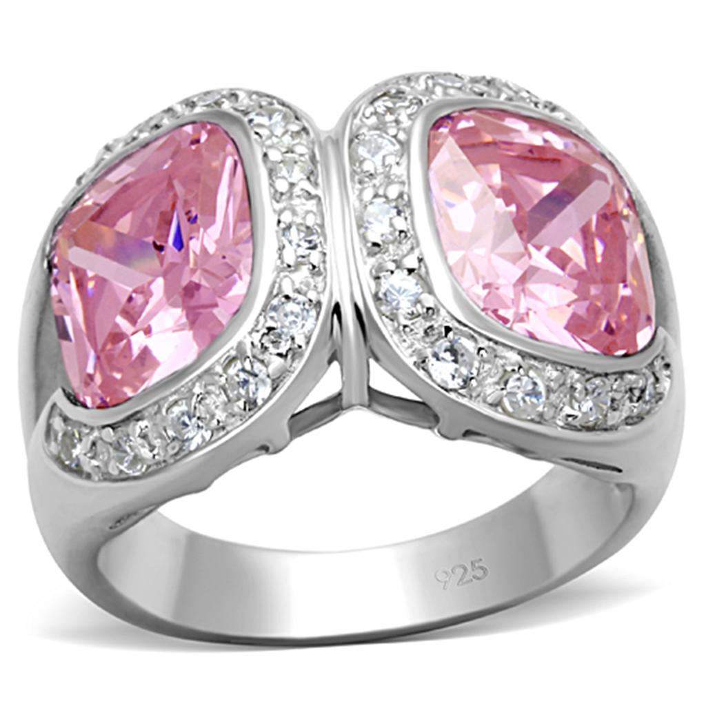 LOS697 - Silver 925 Sterling Silver Ring with AAA Grade CZ  in Rose-0