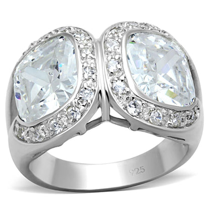 LOS698 - Silver 925 Sterling Silver Ring with AAA Grade CZ  in Clear-0