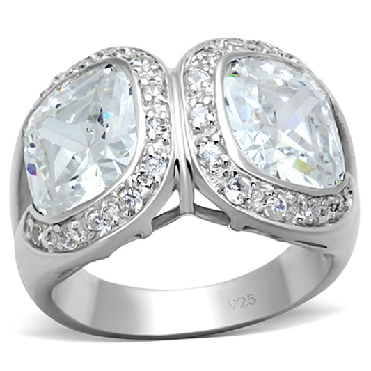LOS698 - Silver 925 Sterling Silver Ring with AAA Grade CZ  in Clear-0