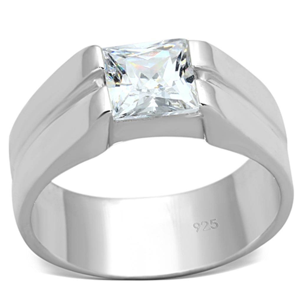 LOS708 - Silver 925 Sterling Silver Ring with AAA Grade CZ  in Clear-0
