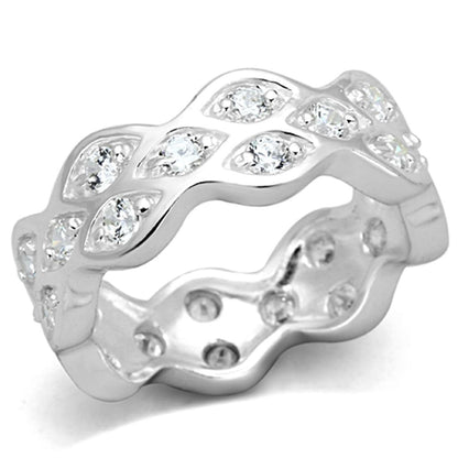 LOS727 - Rhodium 925 Sterling Silver Ring with AAA Grade CZ  in Clear-0