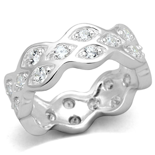 LOS727 - Rhodium 925 Sterling Silver Ring with AAA Grade CZ  in Clear-0