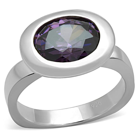 LOS749 - Silver 925 Sterling Silver Ring with AAA Grade CZ  in Amethyst-0