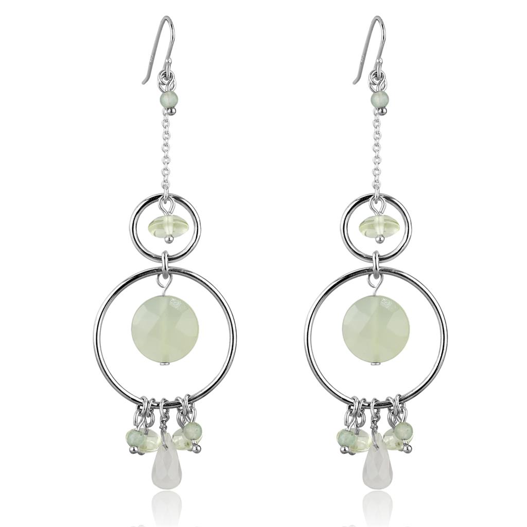 LOS791 - Silver 925 Sterling Silver Earrings with Synthetic Jade in Multi Color-0