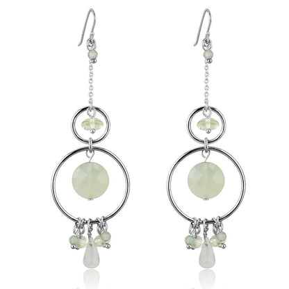 LOS791 - Silver 925 Sterling Silver Earrings with Synthetic Jade in Multi Color-0