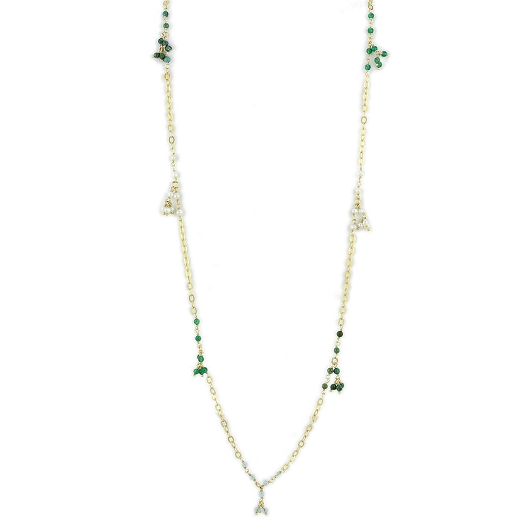 LOS793 - Matte Gold 925 Sterling Silver Necklace with Synthetic Turquoise in Multi Color-0