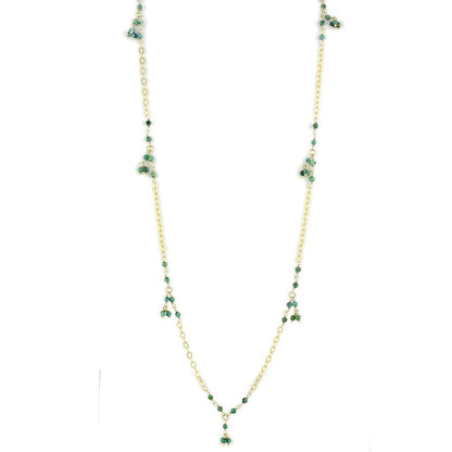 LOS794 - Matte Gold 925 Sterling Silver Necklace with Semi-Precious Turquoise in Emerald-0