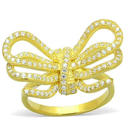 LOS809 - Gold 925 Sterling Silver Ring with AAA Grade CZ  in Clear-0