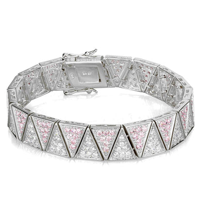 LOS845 - Rhodium 925 Sterling Silver Bracelet with AAA Grade CZ  in Rose-0