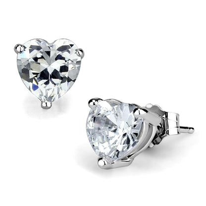 LOS882 - Rhodium 925 Sterling Silver Earrings with AAA Grade CZ  in Clear-0