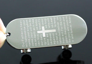 Silver Cross Skateboard Stainless Steel Mens Pendant Necklace MP165-0