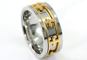 Hip Hop Cross Mens Stainless Steel Spin Ring MR146-0