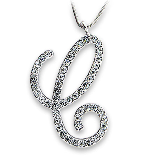 OT116 - Rhodium Brass Pendant with Top Grade Crystal  in Clear-0