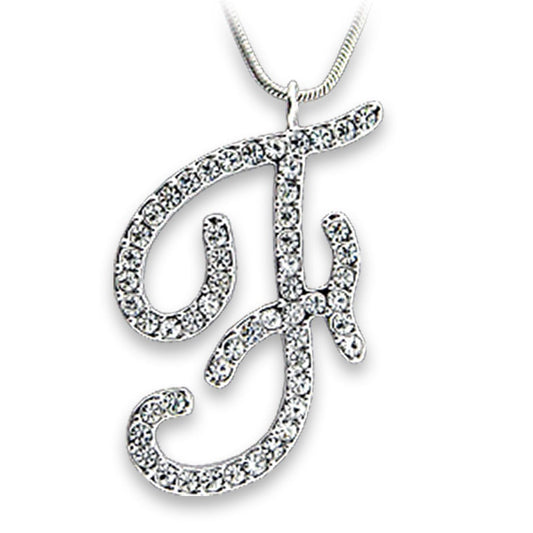 OT119 - Rhodium Brass Pendant with Top Grade Crystal  in Clear-0
