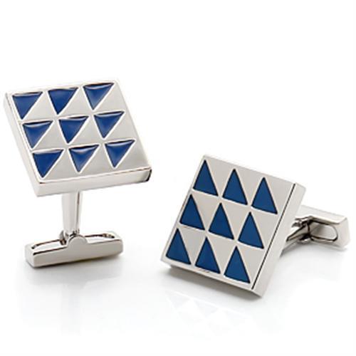 LO1191 - Rhodium Brass Cufflink with Epoxy  in Montana-0