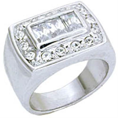 S11931 - Rhodium 925 Sterling Silver Ring with AAA Grade CZ  in Clear-0