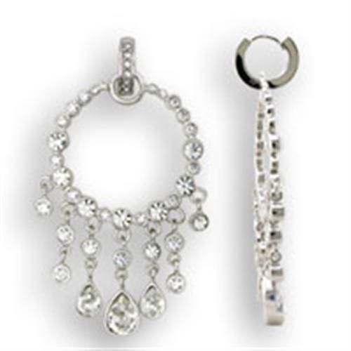 S37108 - Rhodium 925 Sterling Silver Earrings with Top Grade Crystal  in Clear-0