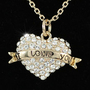 Heart "I Love You" Rose Gold Plated Pendant Necklace XN160-0