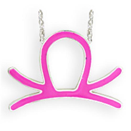 SNK01PINK - Silver Brass Chain Pendant with Epoxy  in Rose-0