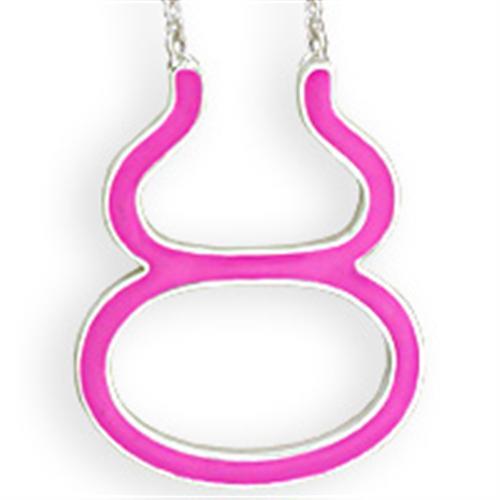SNK05PINK - Silver Brass Chain Pendant with Epoxy  in Rose-0