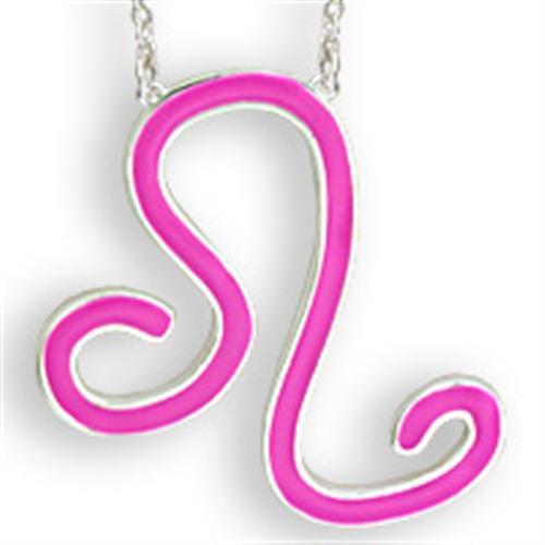 SNK06PINK - Silver Brass Chain Pendant with Epoxy  in Rose-0