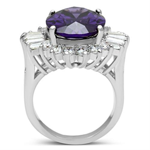 SS001 - Silver 925 Sterling Silver Ring with AAA Grade CZ  in Amethyst-2