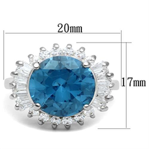 SS003 - Silver 925 Sterling Silver Ring with Synthetic Spinel in London Blue-1