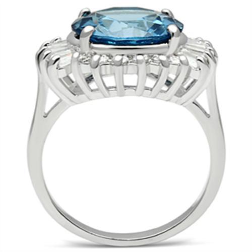 SS003 - Silver 925 Sterling Silver Ring with Synthetic Spinel in London Blue-2