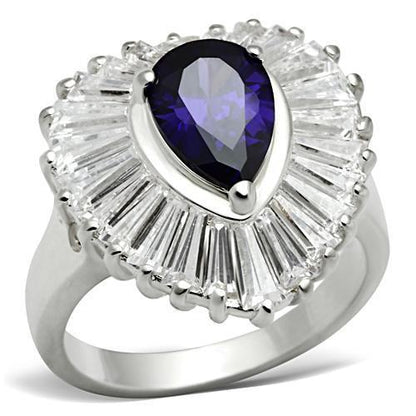 SS004 - Silver 925 Sterling Silver Ring with AAA Grade CZ  in Tanzanite-0