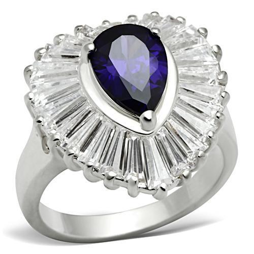 SS004 - Silver 925 Sterling Silver Ring with AAA Grade CZ  in Tanzanite-0