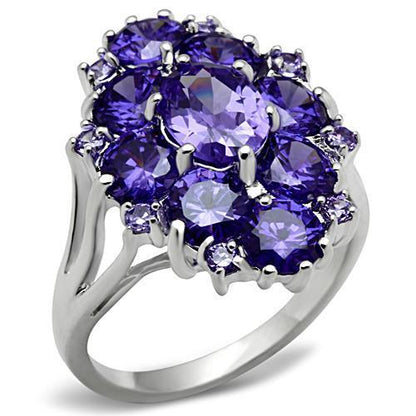 SS005 - Silver 925 Sterling Silver Ring with AAA Grade CZ  in Tanzanite-0