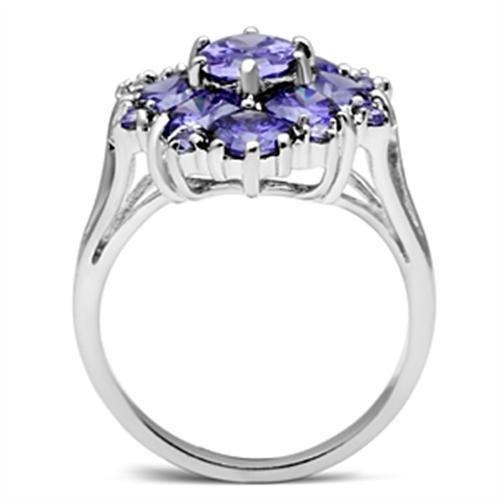 SS005 - Silver 925 Sterling Silver Ring with AAA Grade CZ  in Tanzanite-2