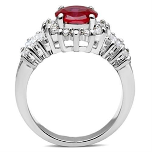 SS009 - Silver 925 Sterling Silver Ring with AAA Grade CZ  in Ruby-2