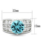 SS010 - Silver 925 Sterling Silver Ring with AAA Grade CZ  in Sea Blue-1