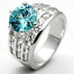 SS010 - Silver 925 Sterling Silver Ring with AAA Grade CZ  in Sea Blue-2