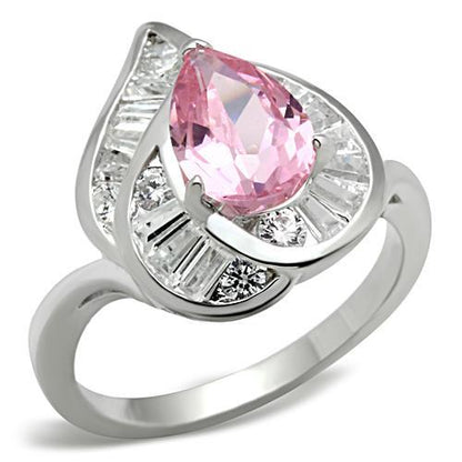 SS011 - Silver 925 Sterling Silver Ring with AAA Grade CZ  in Rose-0