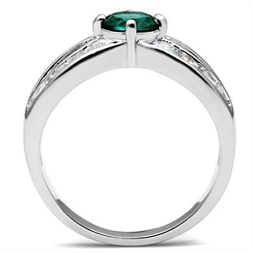 SS014 - Silver 925 Sterling Silver Ring with Synthetic Synthetic Glass in Blue Zircon-2