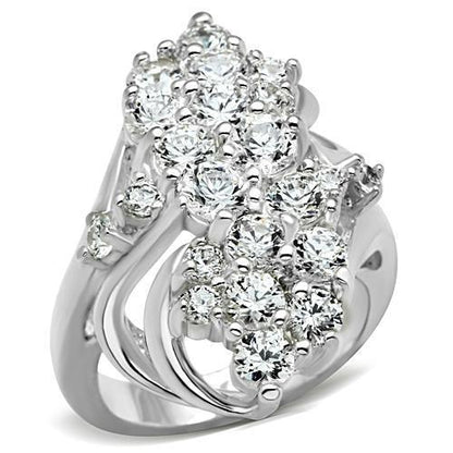 SS016 - Silver 925 Sterling Silver Ring with AAA Grade CZ  in Clear-0
