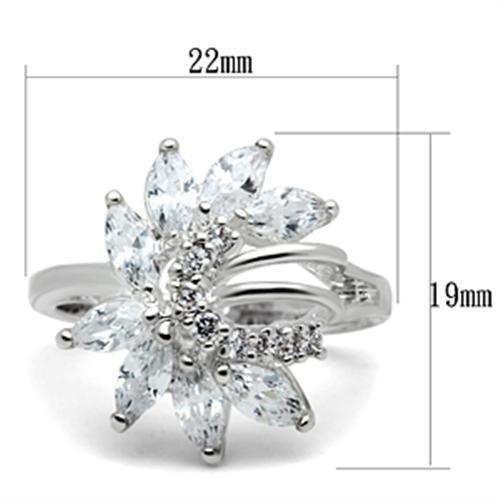 SS018 - Silver 925 Sterling Silver Ring with AAA Grade CZ  in Clear-1