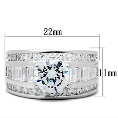 SS019 - Silver 925 Sterling Silver Ring with AAA Grade CZ  in Clear-1