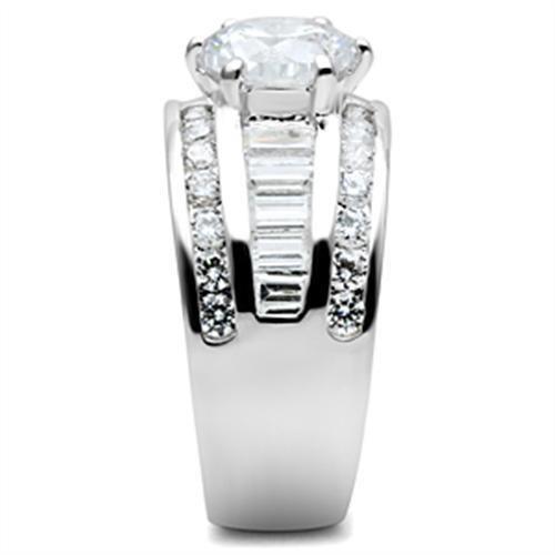 SS019 - Silver 925 Sterling Silver Ring with AAA Grade CZ  in Clear-3