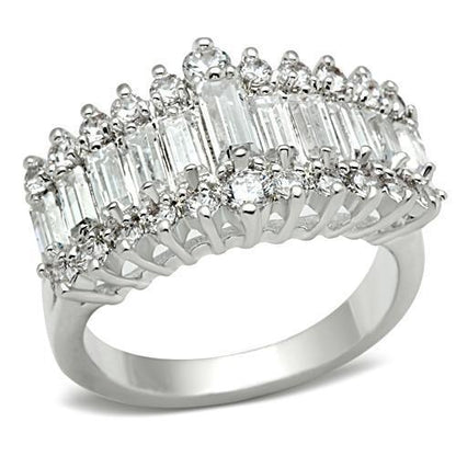 SS021 - Silver 925 Sterling Silver Ring with AAA Grade CZ  in Clear-0