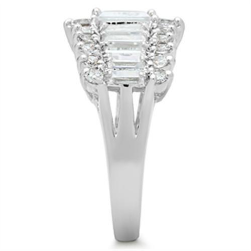 SS021 - Silver 925 Sterling Silver Ring with AAA Grade CZ  in Clear-3