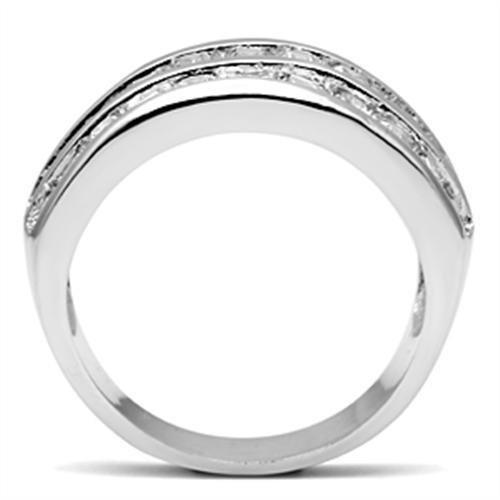 SS022 - Silver 925 Sterling Silver Ring with AAA Grade CZ  in Clear-2