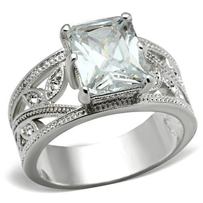 SS024 - Silver 925 Sterling Silver Ring with AAA Grade CZ  in Clear-0