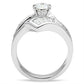 SS025 - Silver 925 Sterling Silver Ring with AAA Grade CZ  in Clear-2